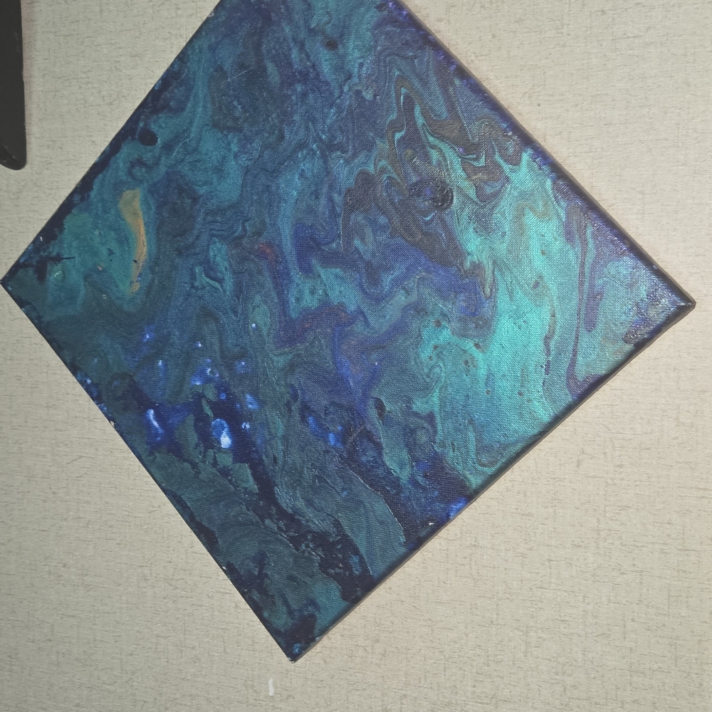 Abstract Blue and Green Canvas Art